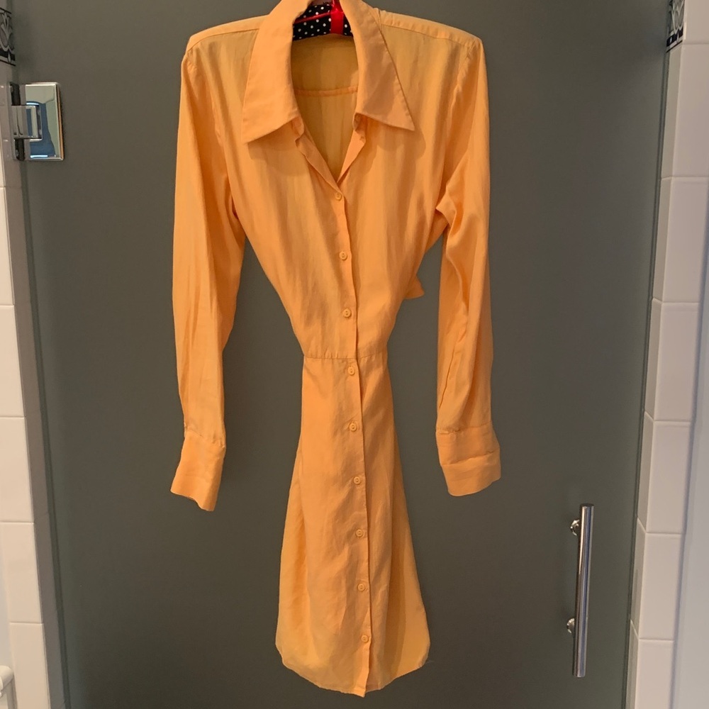 Elegant Yellow Shirt Dress